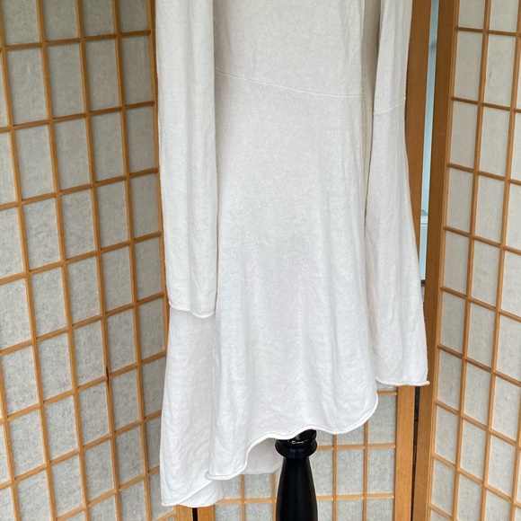 Megaschoni Cashmere Open Long High Low Ivory Cardigan SZ M - Picture 6 of 13